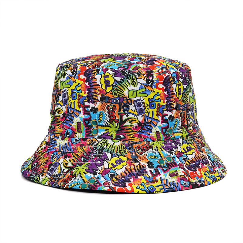 Wholesale  printing fisherman hat graffiti  double-sided basin hat tide