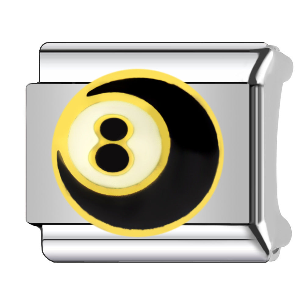 Wholesale  Italian Charm Bracelet 9mm DIY  Black 8 Flame Style  Creative Stainless Steel Composable Bracelet