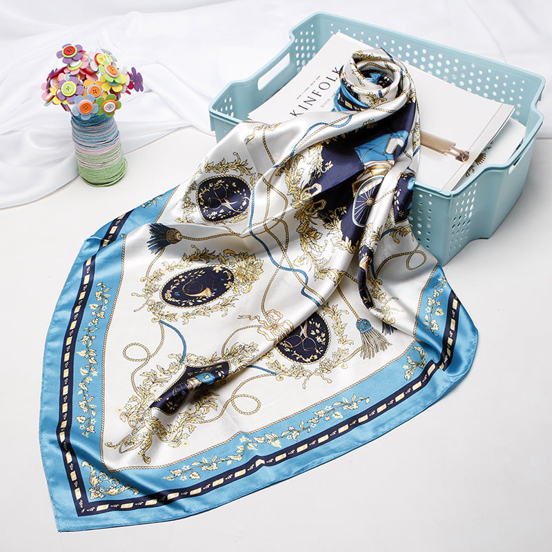 Wholesale Faux Silk Satin 90Cm Square f Women S Totem Print Head Wrap Casual Shawl