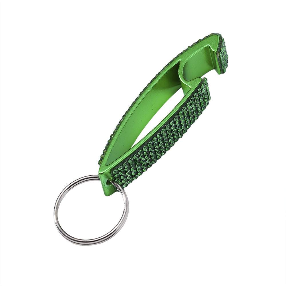 Wholesale Diamond-studded multifunctional beer bottle opener keychain
