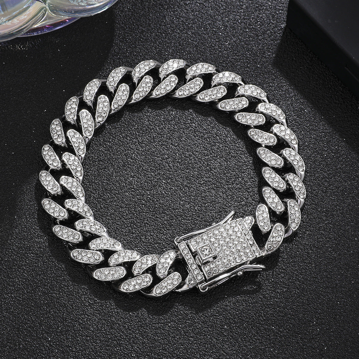 Wholesale Alloy Heavy-duty Full Diamond Cuban Chain Diamond-studded Men's Hip-hop Style Thick Necklace ACC-NE-MeiWeite002