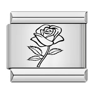 Wholesale Italian Titanium Steel Laser Engraved Flower Module Bracelet DIY Elastic Strap Charms