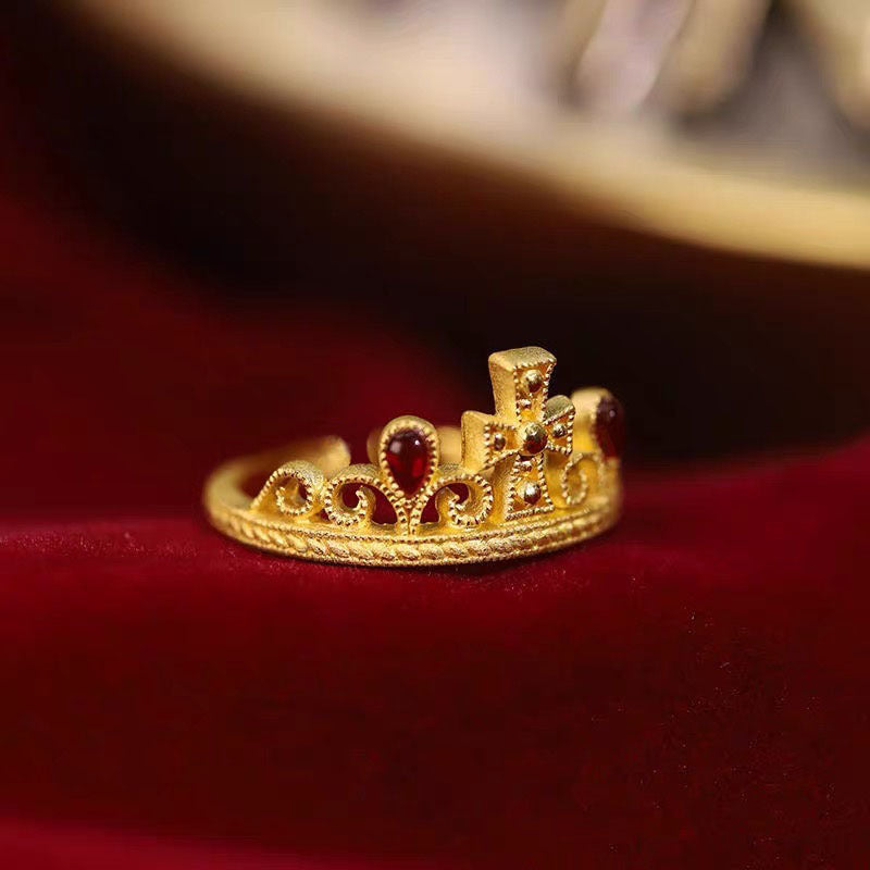 Wholesale Retro Diamond Cross Crown Ring