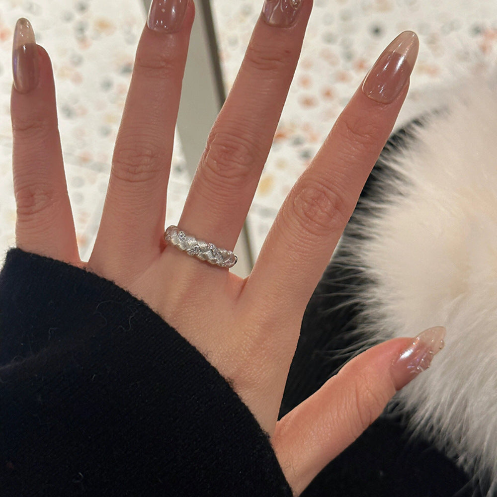 Wholesale Plain Ring Brushed Aquamarine Ring Open No Fading Ring ACC-RS-Yues003