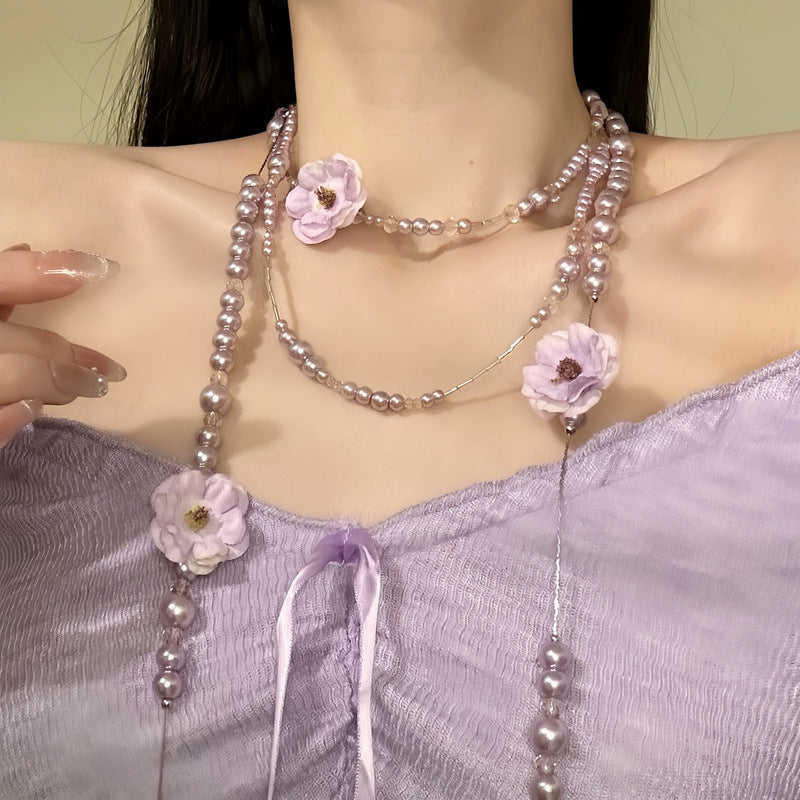 Wholesale Colorful Bead Flower Necklace Summer Vacation Layering Jewelry Fashion Accessory Gift For Women
