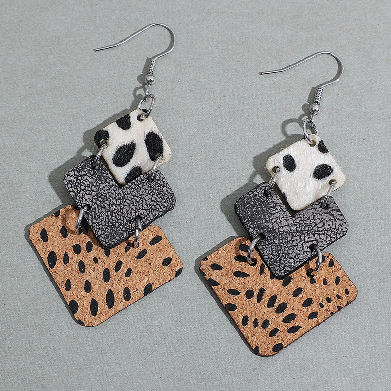 Wholesale Western Cowboy  Pattern Leather Earrings for Women Chic Fashion Accessory