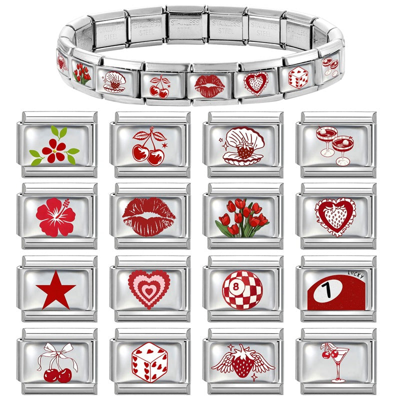 Wholesale 9mm Italian Charm Starter Bracelets DIY square Single Section Creative Stainless Steel Composable Bracelet