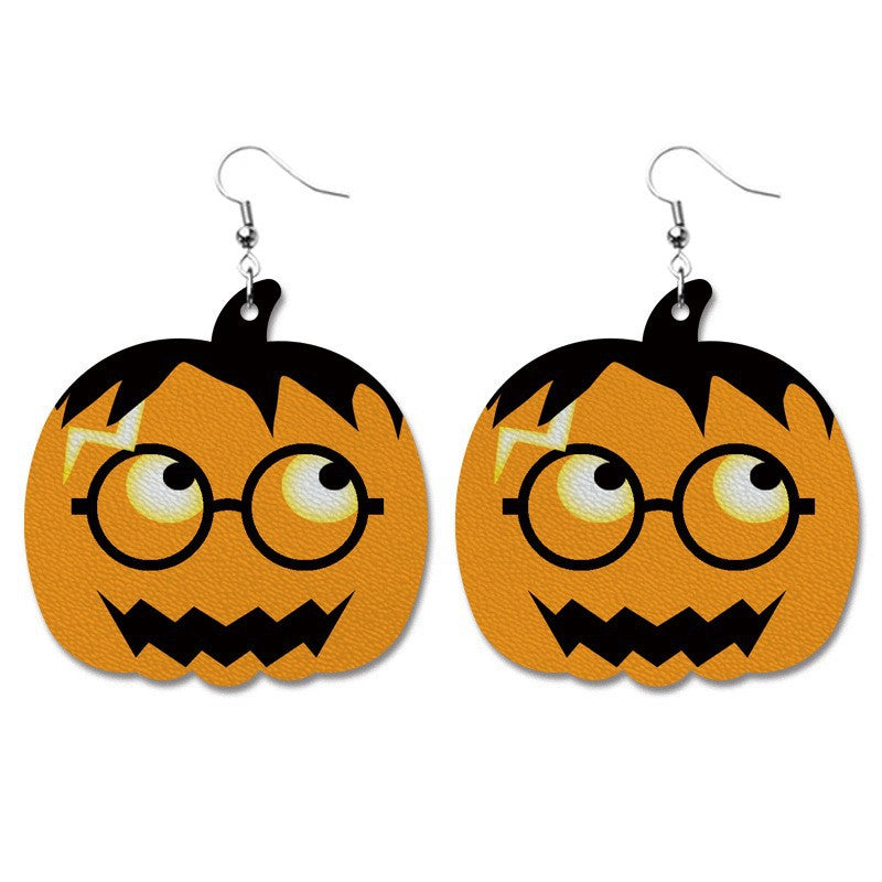 Wholesale 2 Pairs/pack Halloween Thanksgiving Day Aztec Pumpkin Wood Earrings ACC-ES-HY140