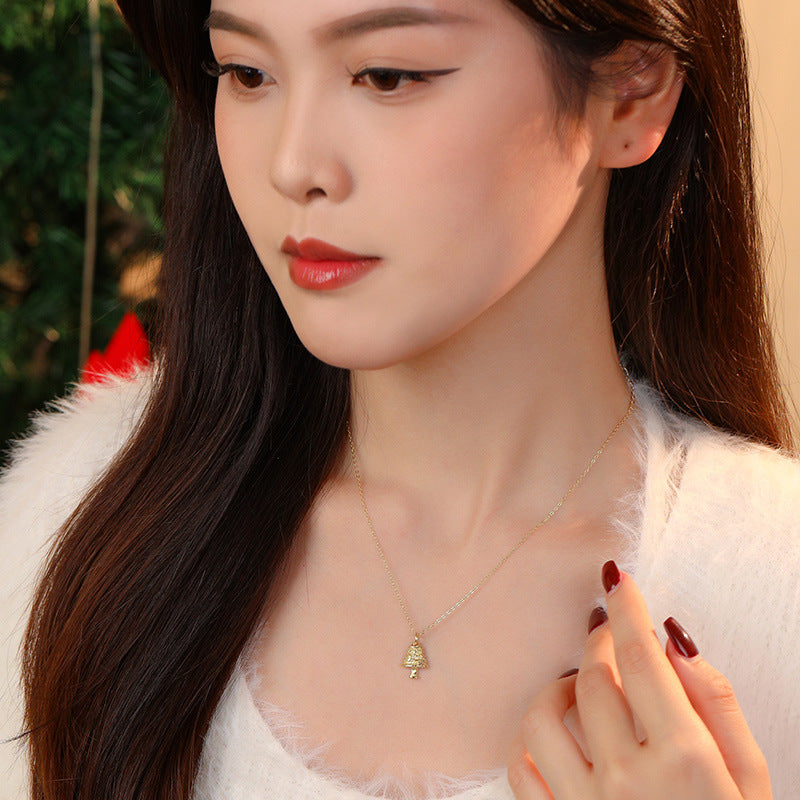 Wholesale 925 Sterling Silver Christmas Tree Sweater Necklace ACC-NE-YuanFan007