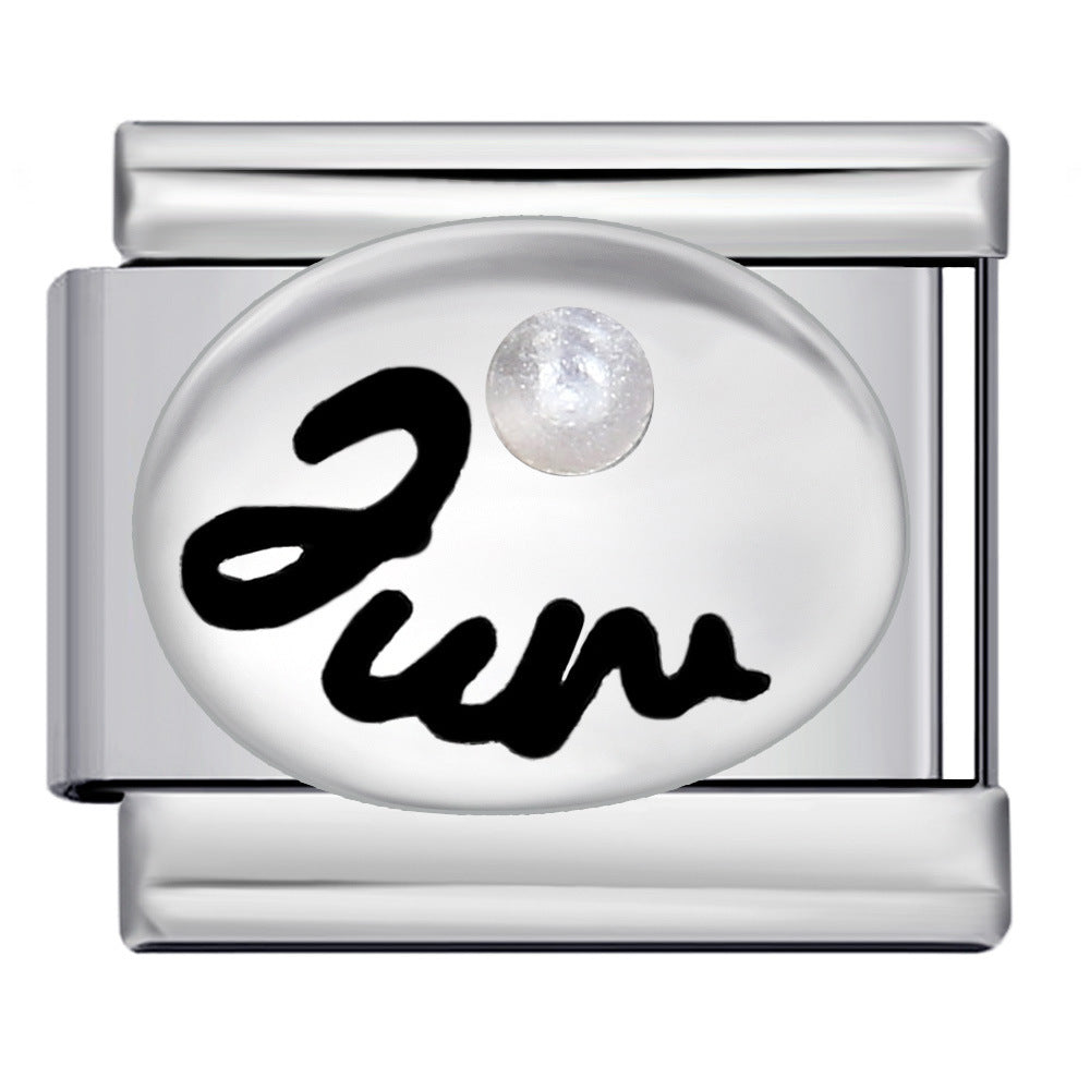 Wholesale Italian Charm Bracelet 9mm DIY Splicing 12 Birthstones Stainless Steel Composable Bracelet