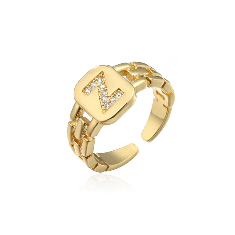 Wholesale 26 Letters Open Adjustable Ring ACC-RS-AoGu007