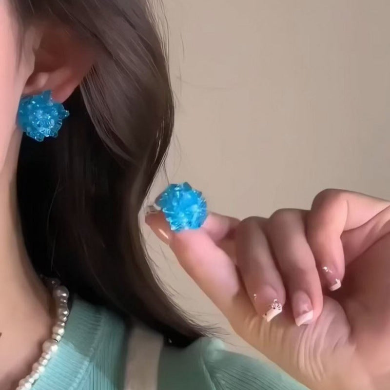 Wholesale Beaded Blue Hydrangea Earrings