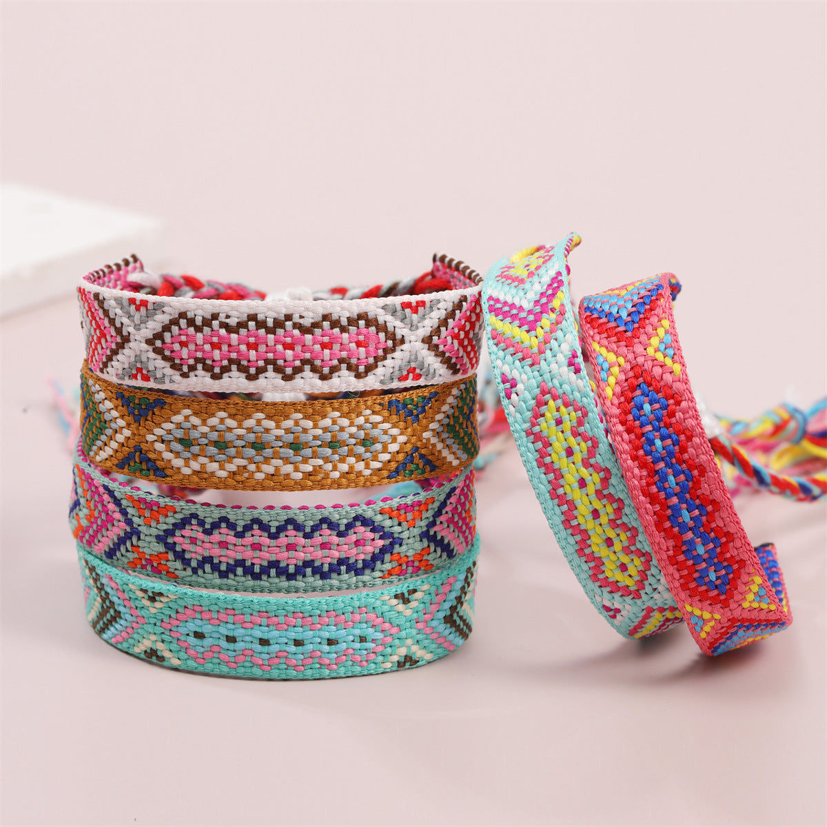 Wholesale Nepalese Style Handmade Friendship Rainbow Rope Adjustable Bracelet Jewelry Accessory Boutique Resale