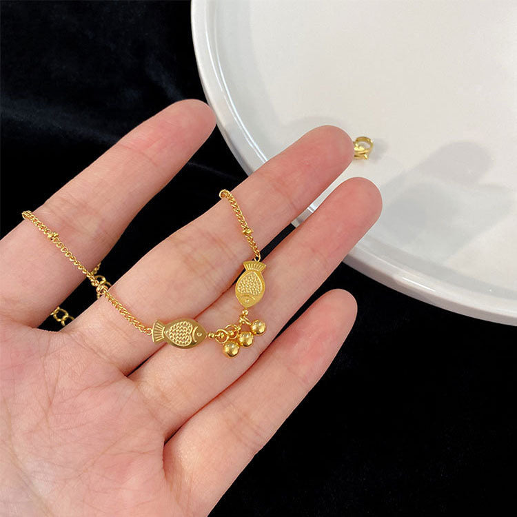 Wholesale Round Bead Pendant Small Fish Titanium Steel Anklets ACC-AS-Qiyun003