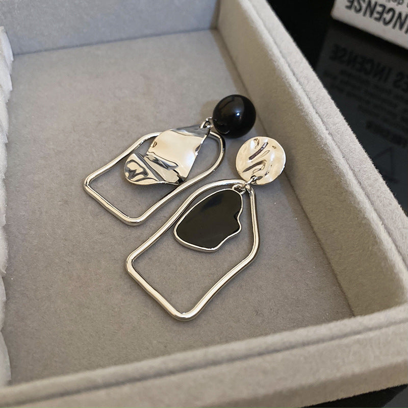 Wholesale Vintage Metallic Asymmetric Irregular Geometric Silver Pin Earrings