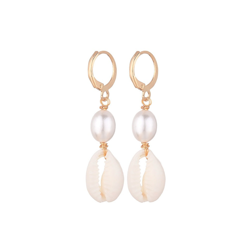Wholesale Bohemian Shell Pearl Ladies Alloy Earrings
