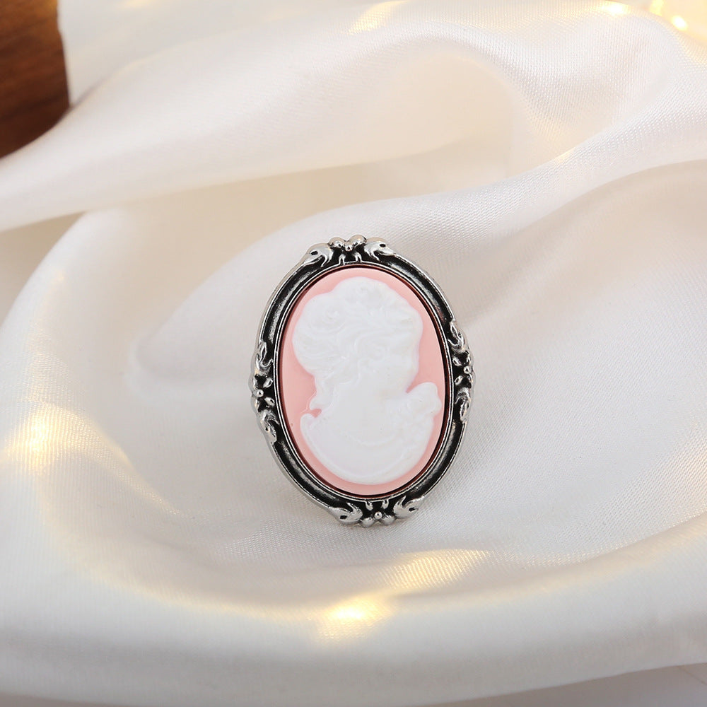 Wholesale Vintage Cameo Oval Portrait Ring Women Retro Court Style Fashion Jewelry Accessory Gift