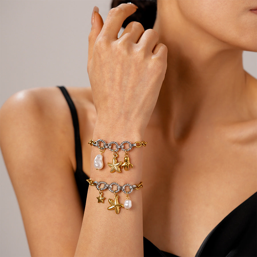 Wholesale  stainless steel flower turtle octopus crab bracelet