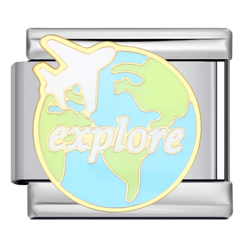 Wholesale Italian Charm Bracelet 9mm DIY gold-plated oil-sprayed Creative Stainless Steel Composable Bracelet