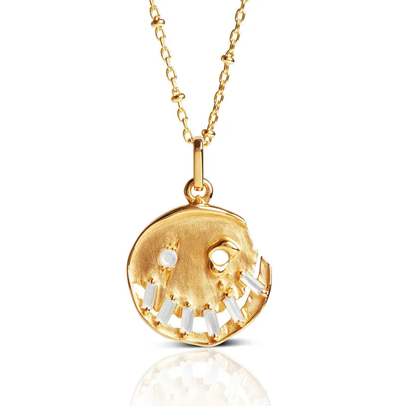 Wholesale  light luxury smile pumpkin inlaid zircon 12 birthstone necklace