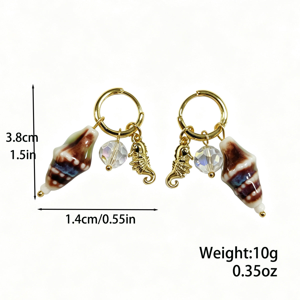 Wholesale Stylish Sun Moon Pendant Ear Cuff Earrings Gold Plated Ocean Beach Shell Jewelry Accessory For Women