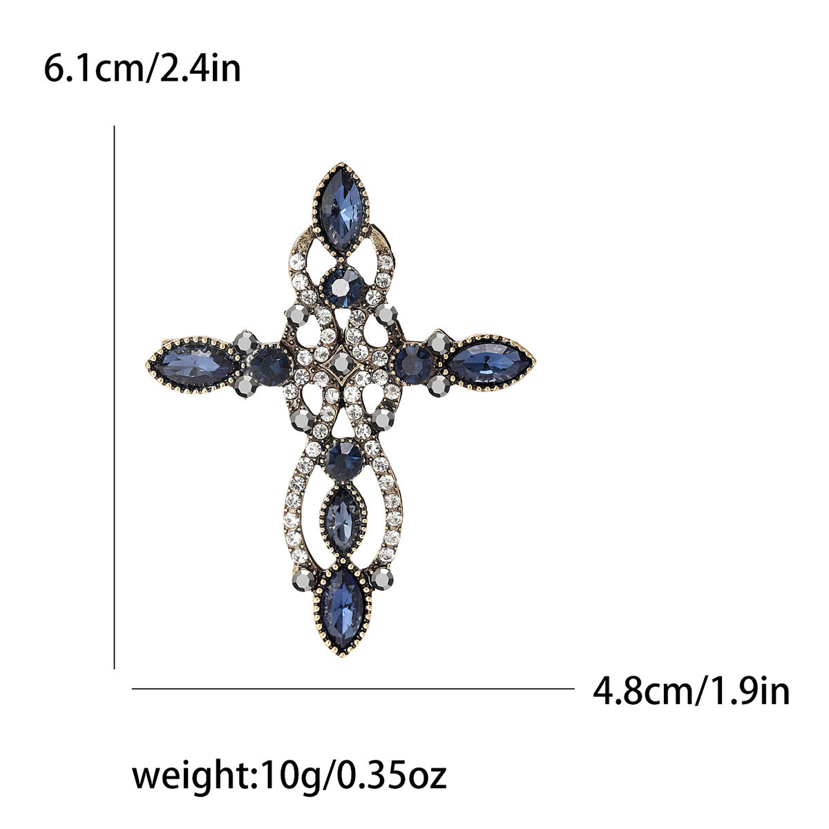 Wholesale Gold Retro Rhinestone Cross Brooch Trendy Coat Sweater Boutique Fashion Accessory