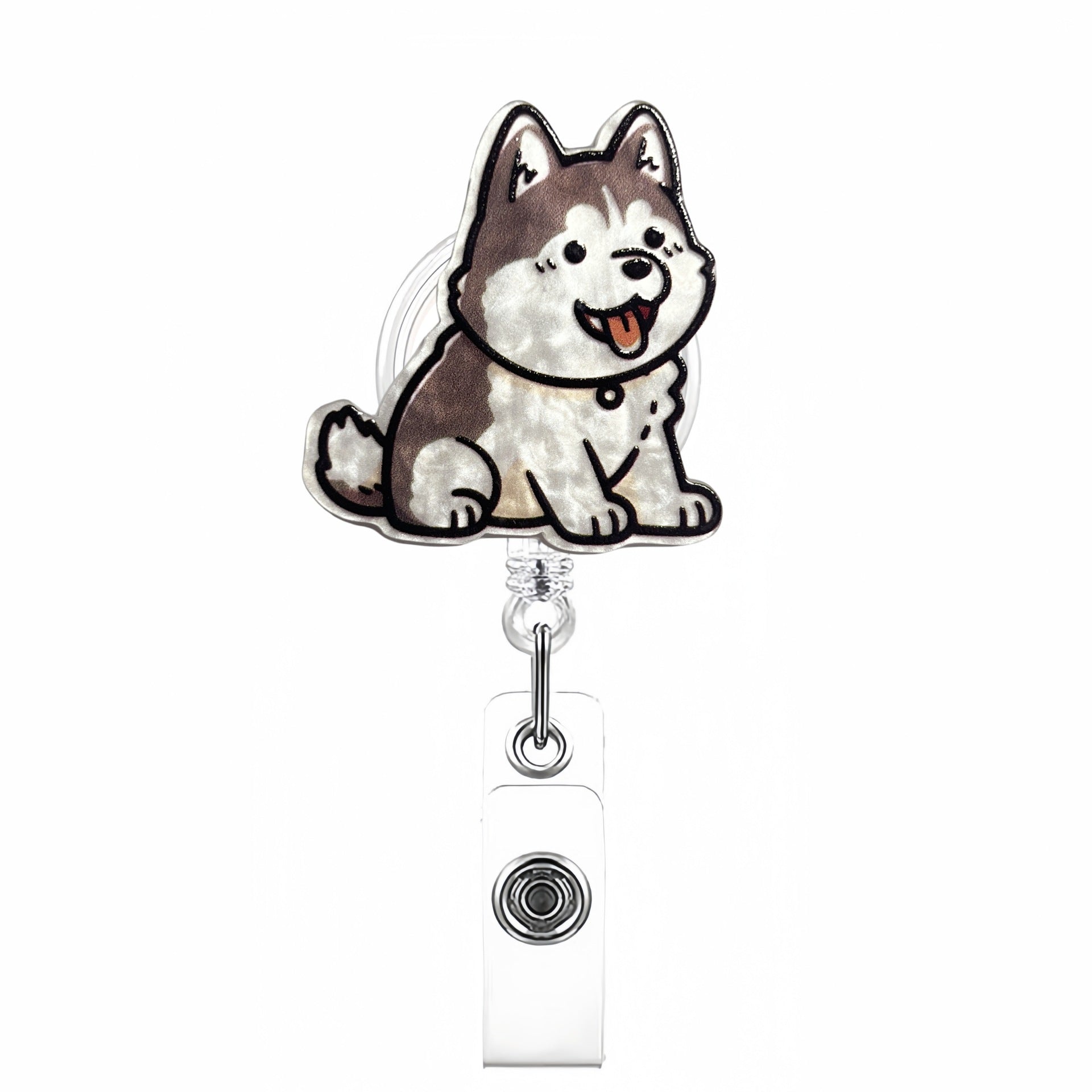 Wholesale Cute Pet Series Acrylic Retractable Rotating Badge Keychain