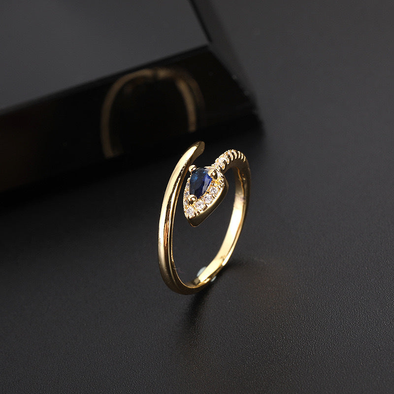 Wholesale Vintage Snake Design Copper Zircon Open Ring Trendy Women S Jewelry Accessory Gift