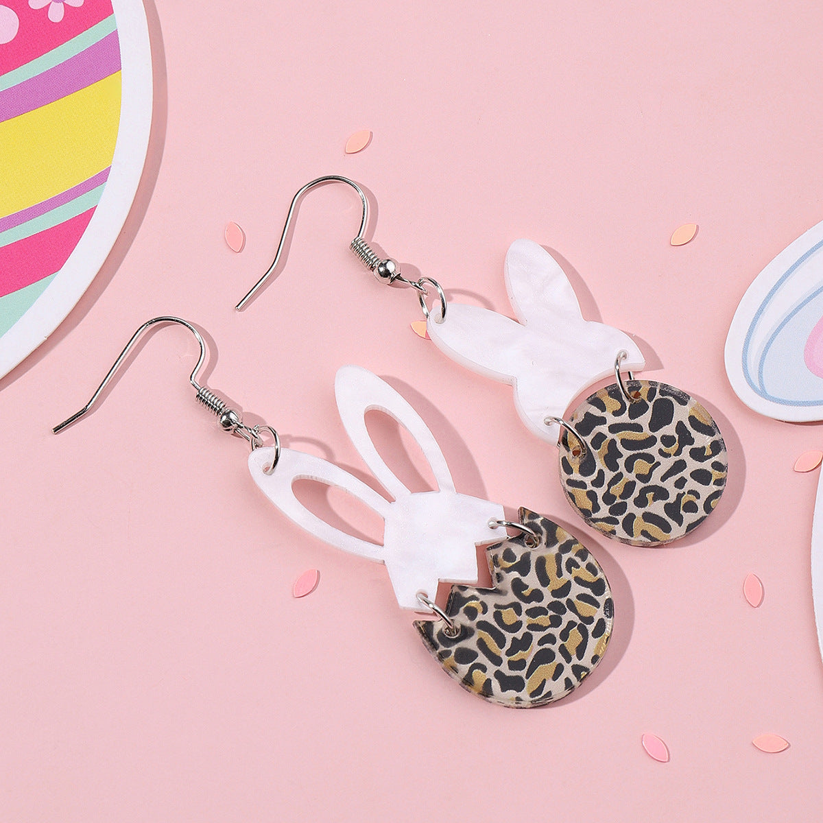 Wholesale Acrylic Cartoon Print Easter Bunny Egg Carrot Earrings