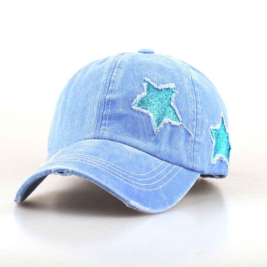 Wholesale Star Sequined Worn Baseball Cap