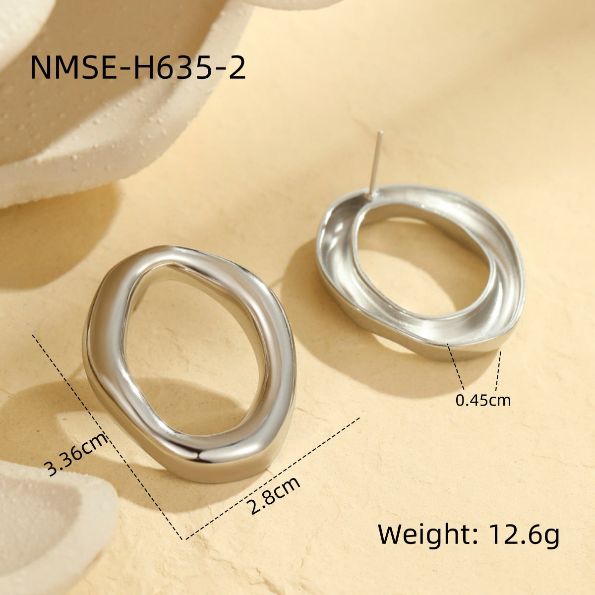 Wholesale exaggerated hollow irregular circle stainless steel earrings