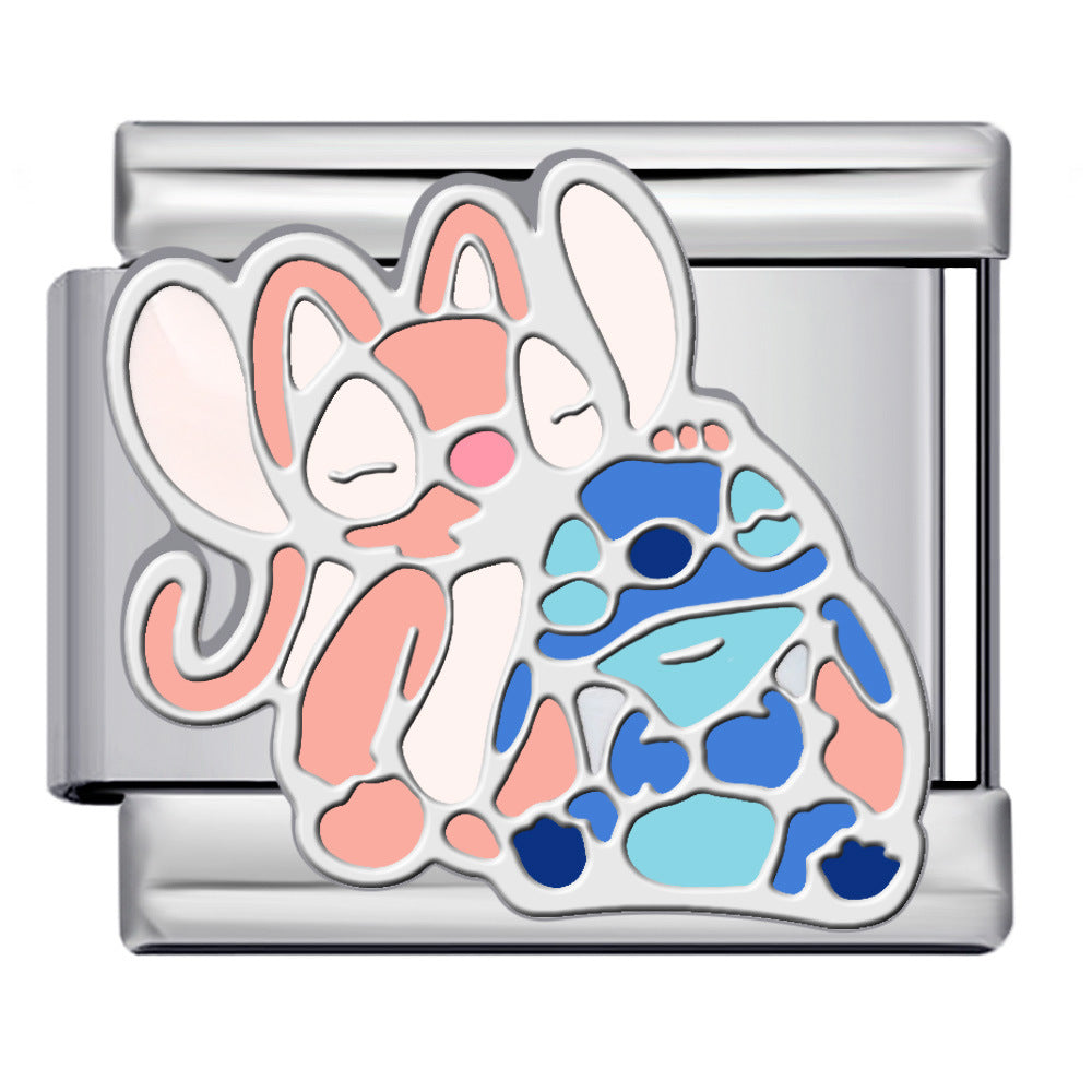 Wholesale Italian modular  stainless steel welded gold-plated cartoon animal DIY  bracelet