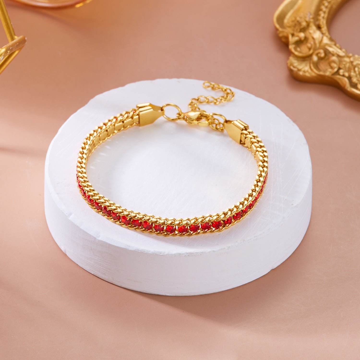 Wholesale Stainless Steel Diamond Bracelet Color Zircon Rhinestone Claw Chain