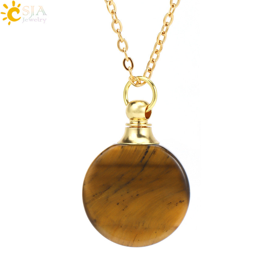 Wholesale Natural Stone Crystal Essential Oil Bottle Pendant Necklace ACC-NE-HuaiShe003