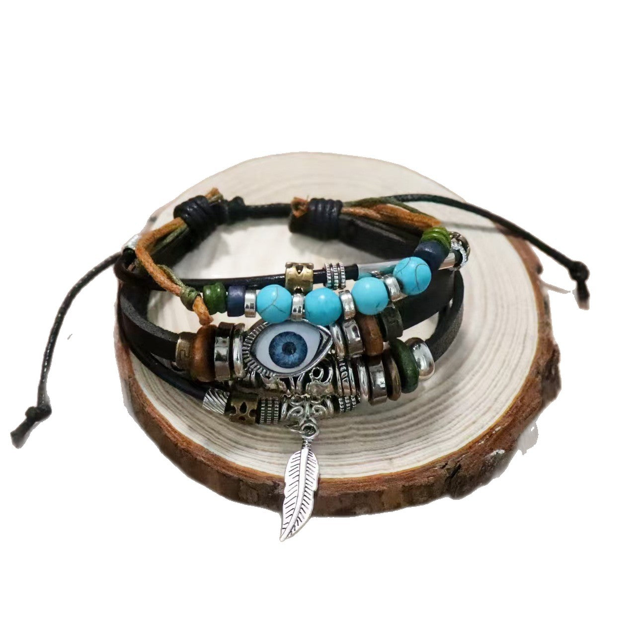 Wholesale Multi-Layer Beaded Alloy Bracelet Ethnic Eye Design Fashion Accessory for Boutique Resale