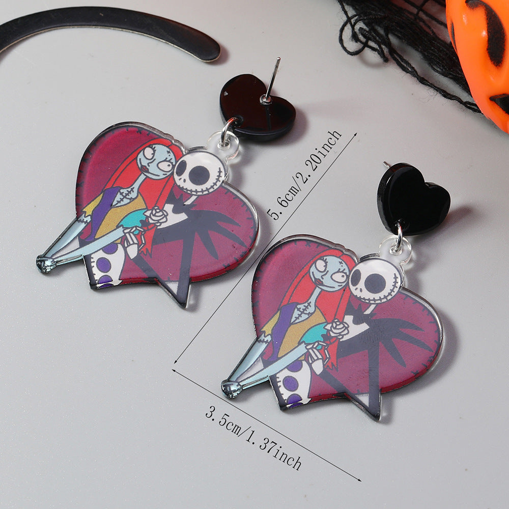 Wholesale Halloween Acrylic Nightmare Before Christmas Print Earrings ACC-ES-Haoc001