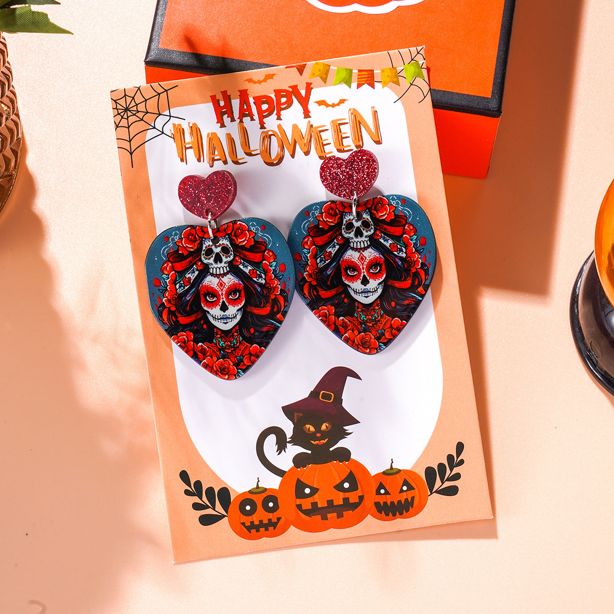Wholesale Halloween Acrylic Skull Earrings ACC-ES-Ditong003