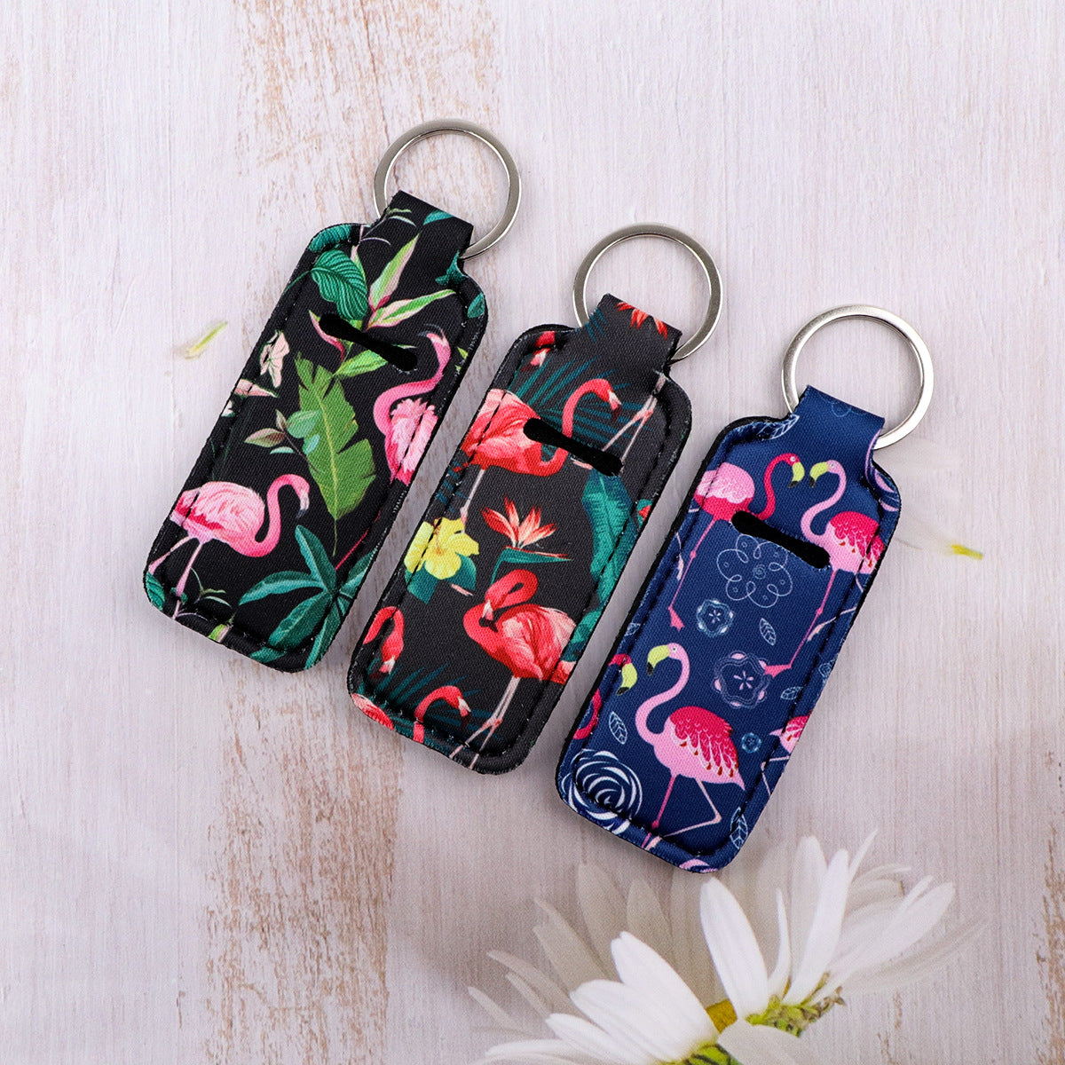 Wholesale 6pcs  Cartoon Flamingo Lipstick Set Keychain