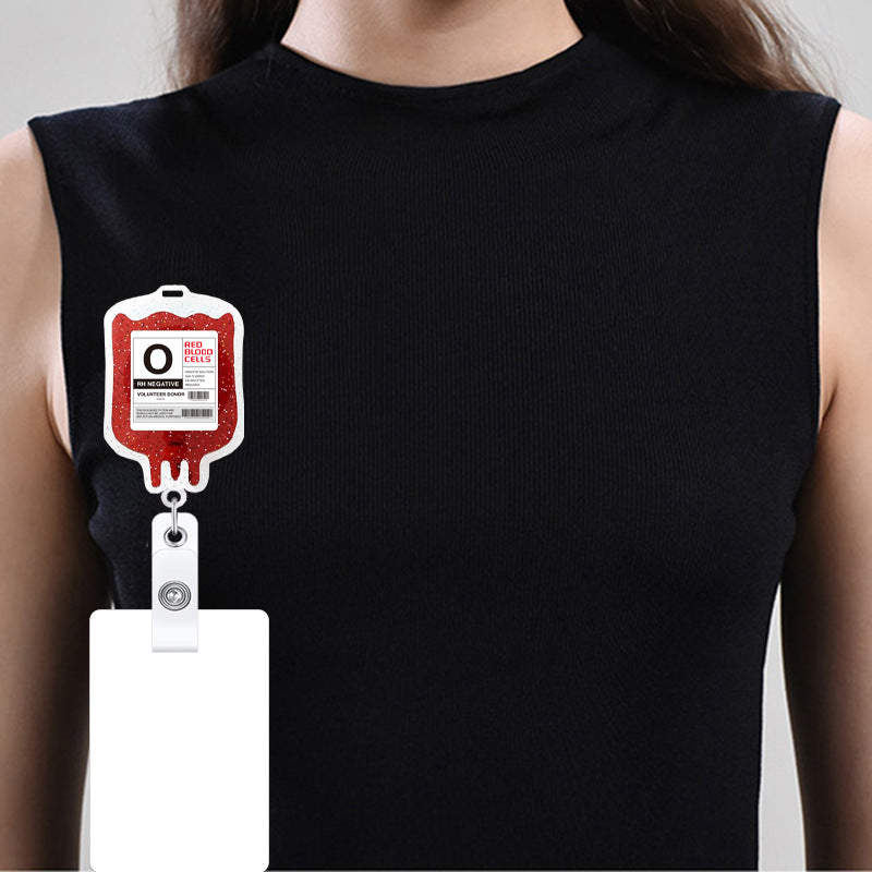 Wholesale  Blood Bag Retractable Badge Reel Acrylic Alligator Clip for Nurse Doctor Student