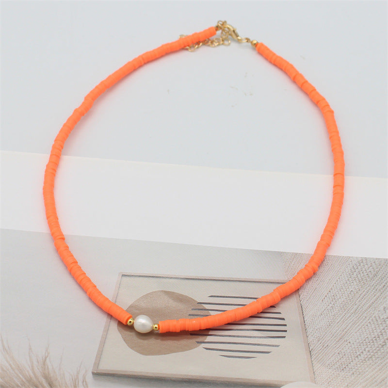 Wholesale  color soft pottery necklace
