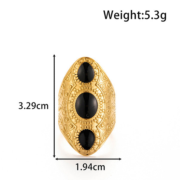 Wholesale  Red Titanium Steel Oil Dropping Light Luxury Retro Ring