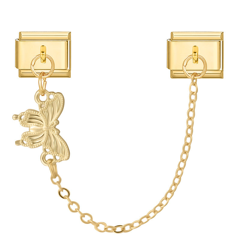 Wholesale Italian Charm Bracelet 9mm DIY Splicing Double Pendant Stainless Steel Composable Bracelet