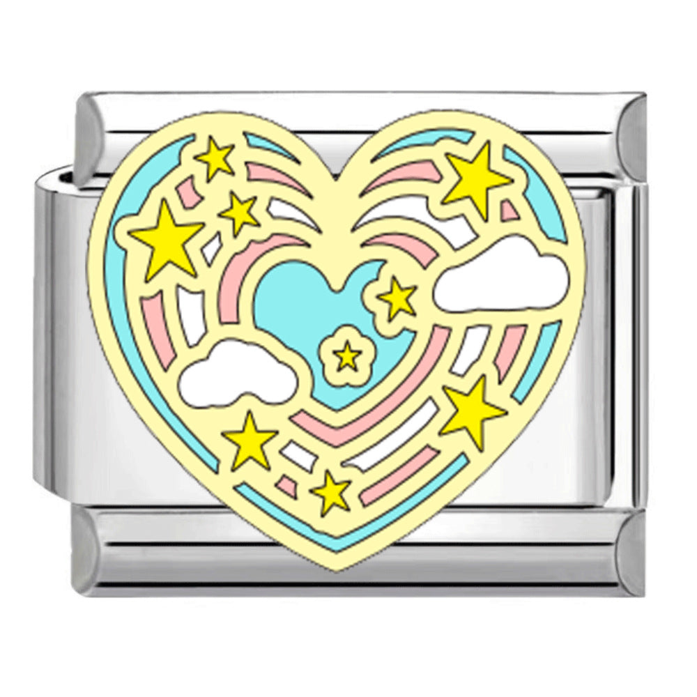 Wholesale Stylish DIY Italian Charms Bracelet Rainbow Heart Candy Design Titanium Steel Jewelry Accessory For Everyday Wear And Boutique Resale