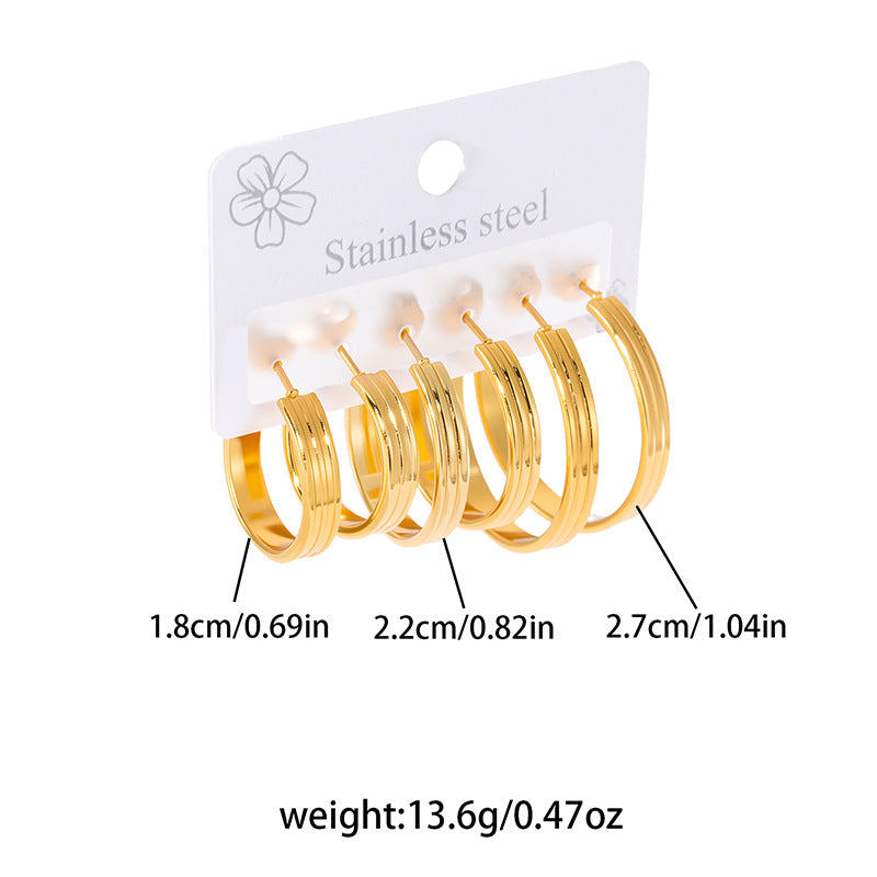 Wholesale Minimalist Gold-Plated Stainless Steel Hoop Earrings,  Trendy Jewelry Accessory
