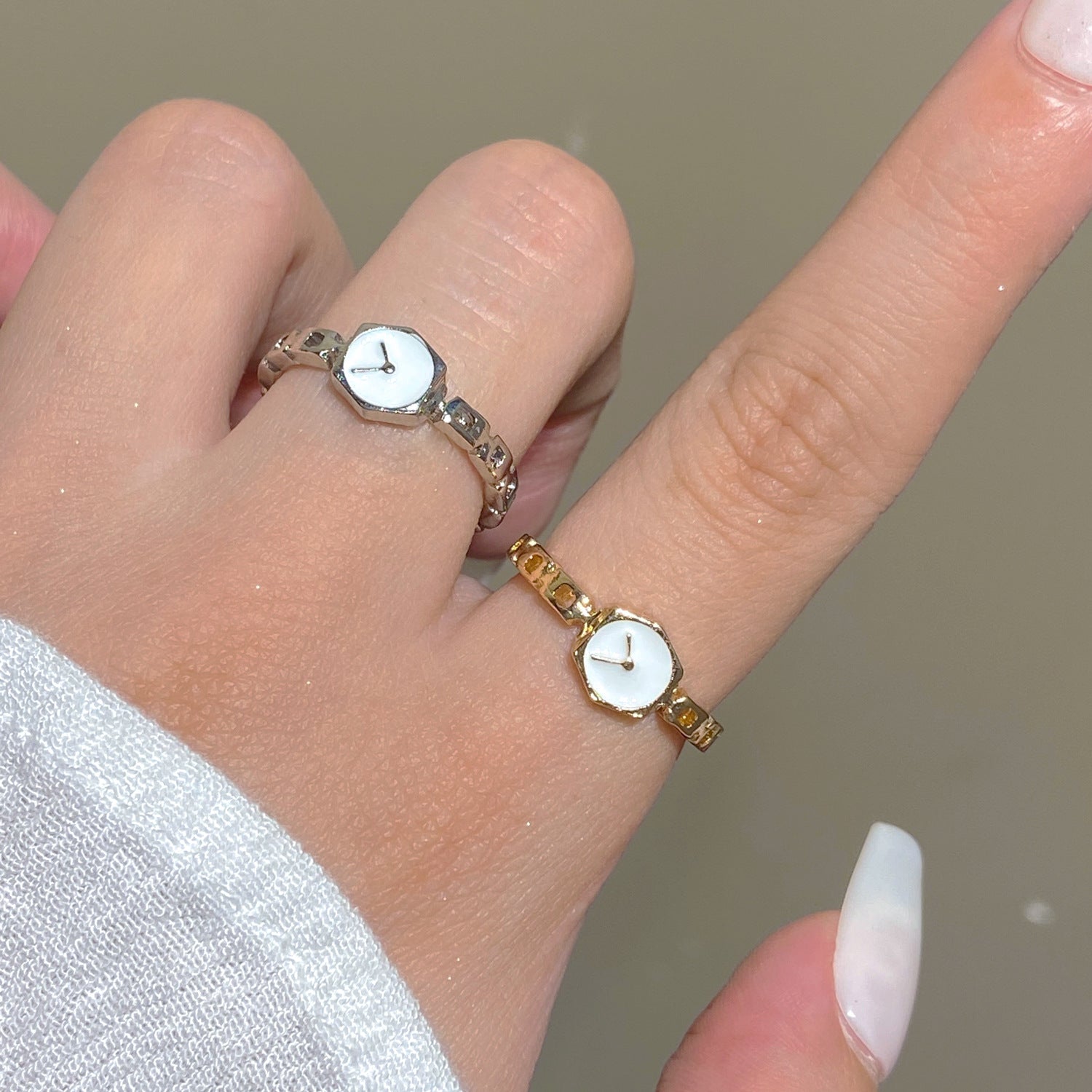 Wholesale Copper watch-style ring with adjustable opening and delicate enamel detailing