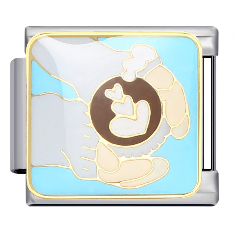 Wholesale Italian Charm Bracelet 9mm DIY Splicing Removable Cartoon Food Element Stainless Steel Composable Bracelet