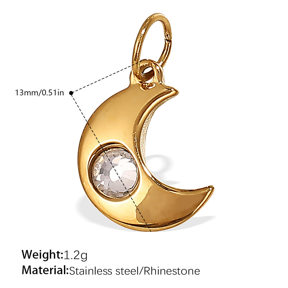 Wholesale Diamond-Encrusted Star and Moon Titanium Steel Pendant Accessories