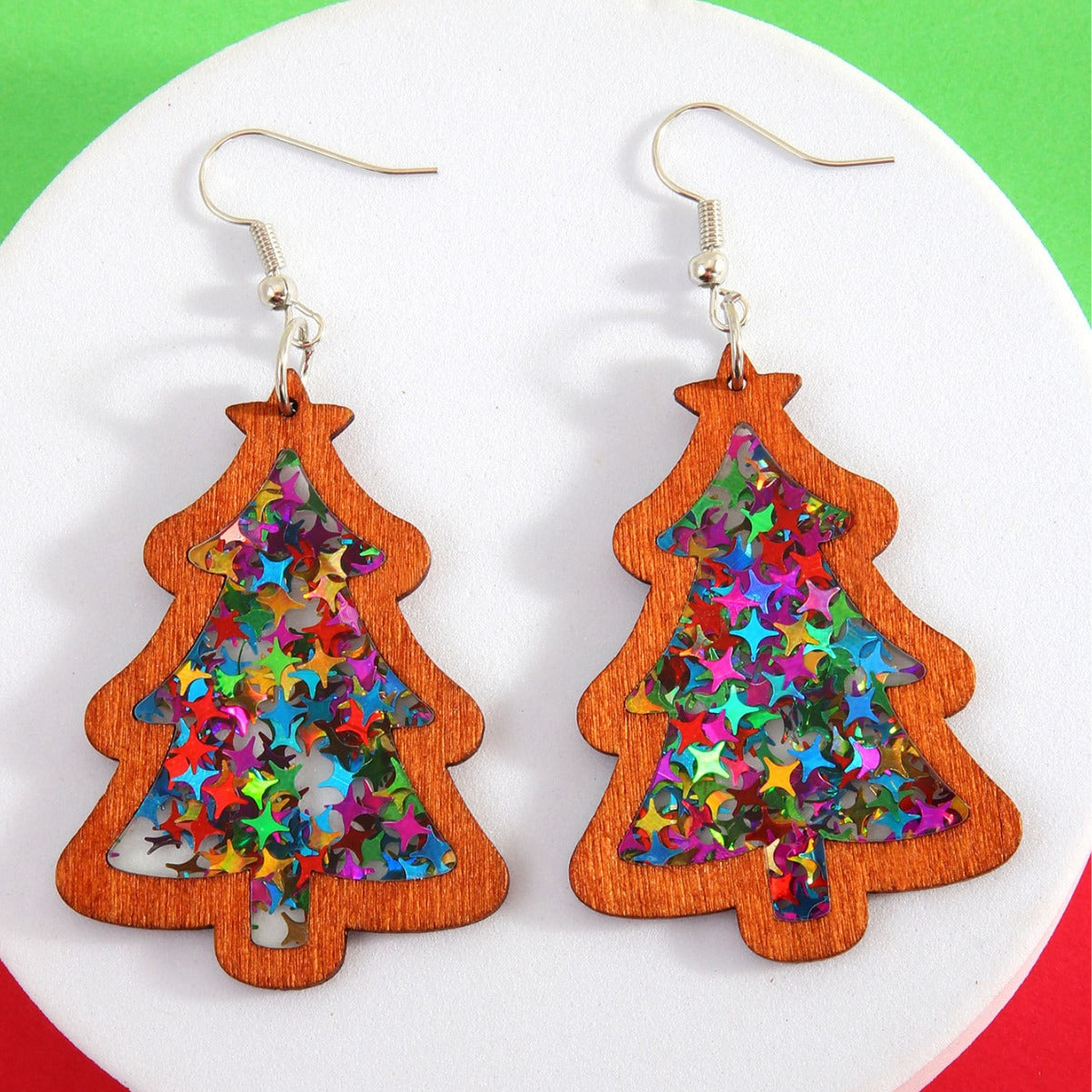 Wholesale Christmas Tree Acrylic Sequin Earrings