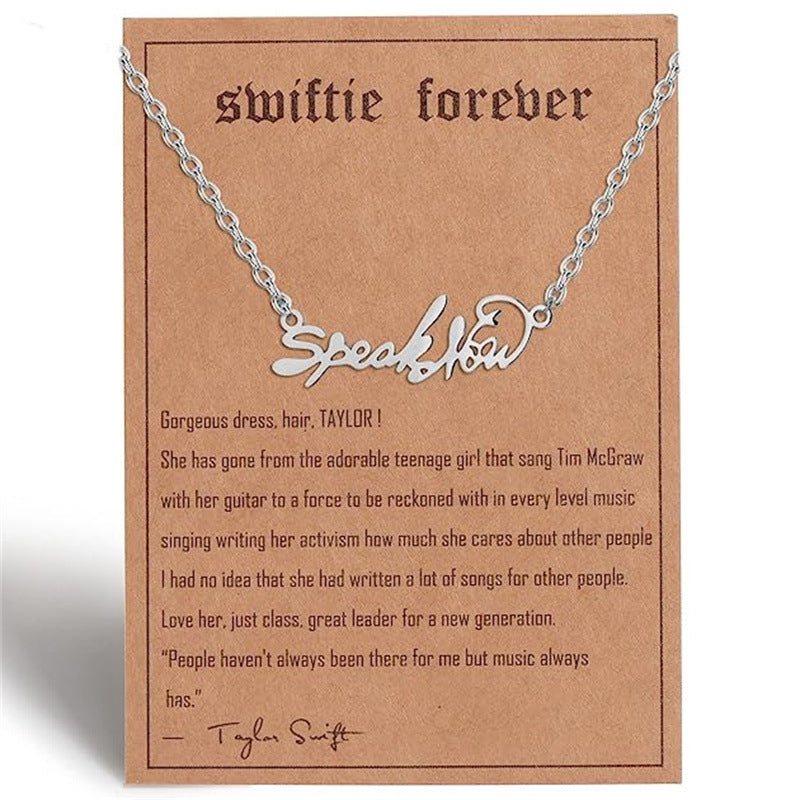 Wholesale  letter stainless steel paper card steel pendant clavicle chain