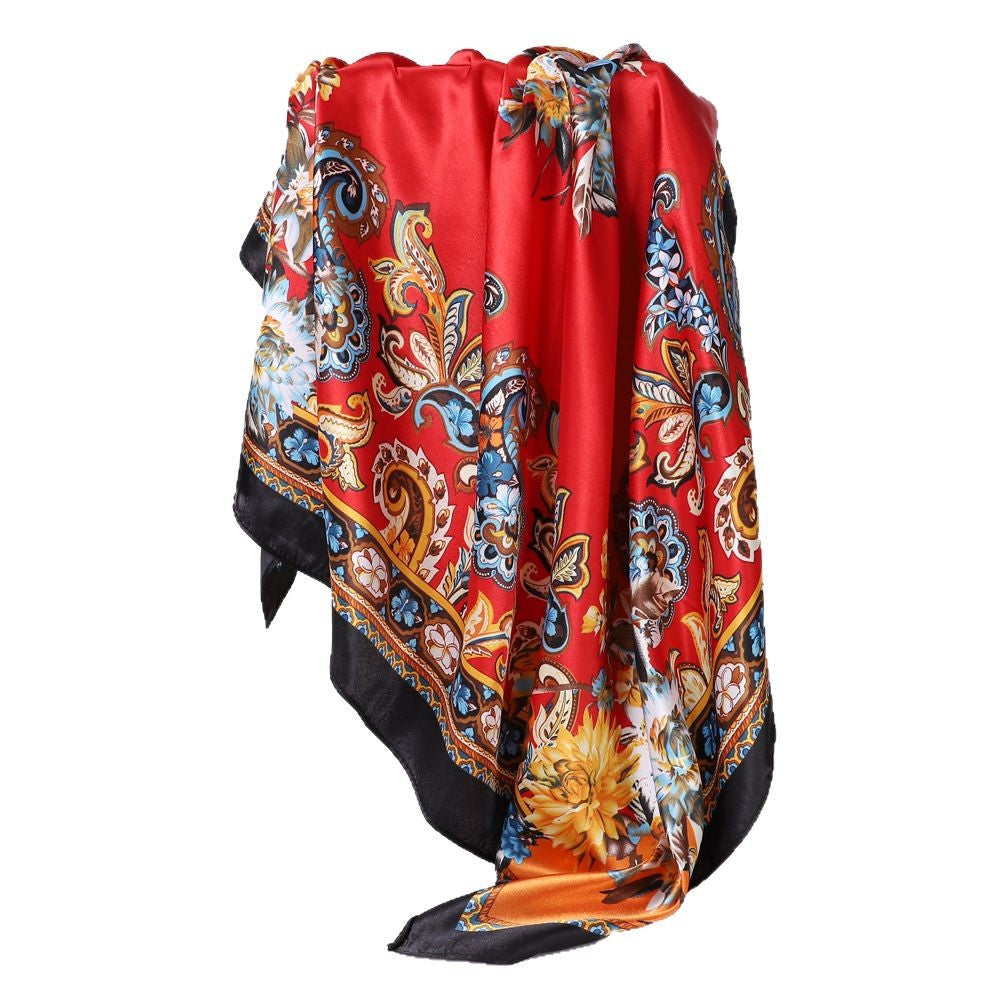 Wholesale Retro Printed Satin 90cm Silk Scarf